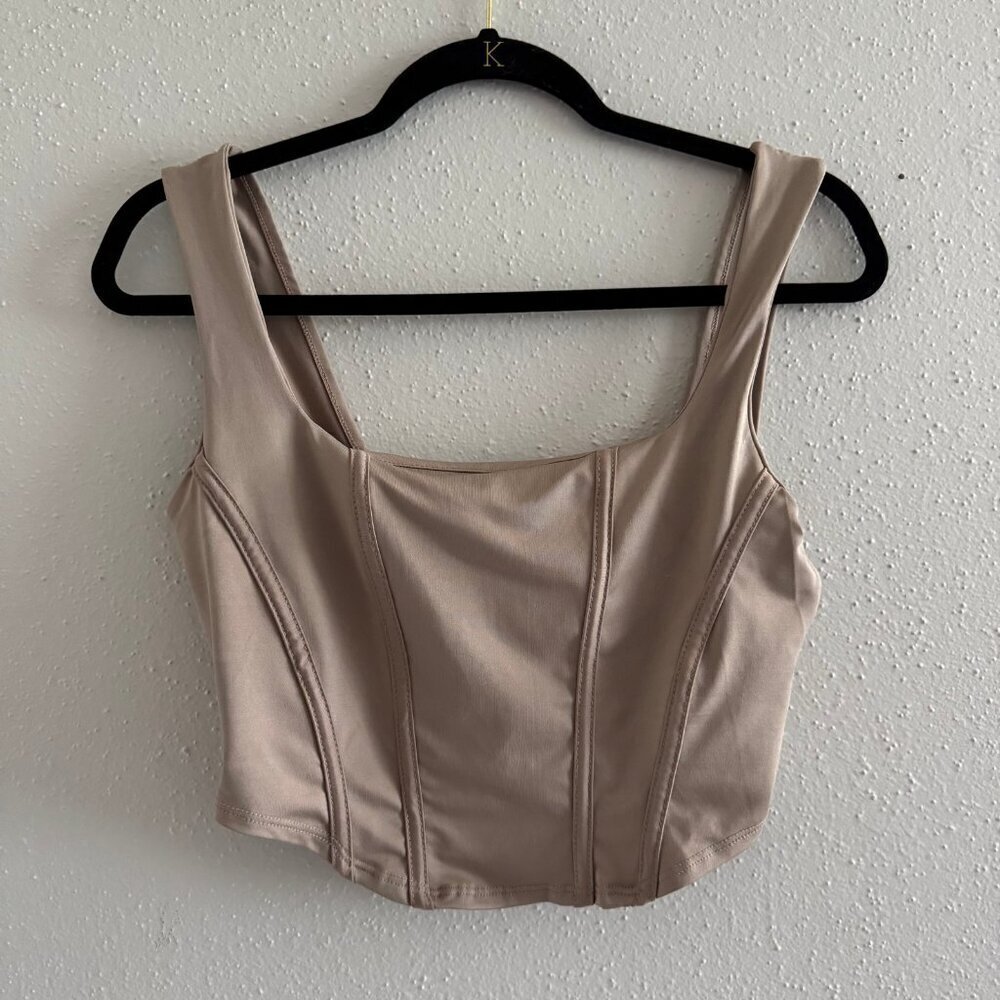 Fashion Nova Nude Stretchy Corset Tank Top - Medium